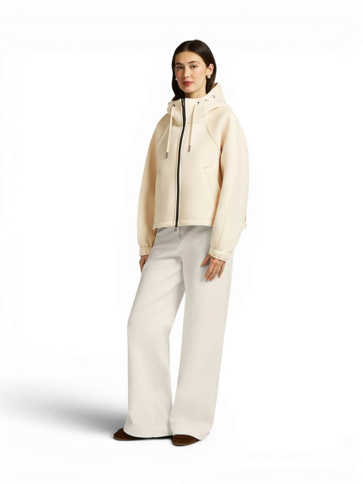 Beige oversized jas met rits en kap Tamar Beaumont 