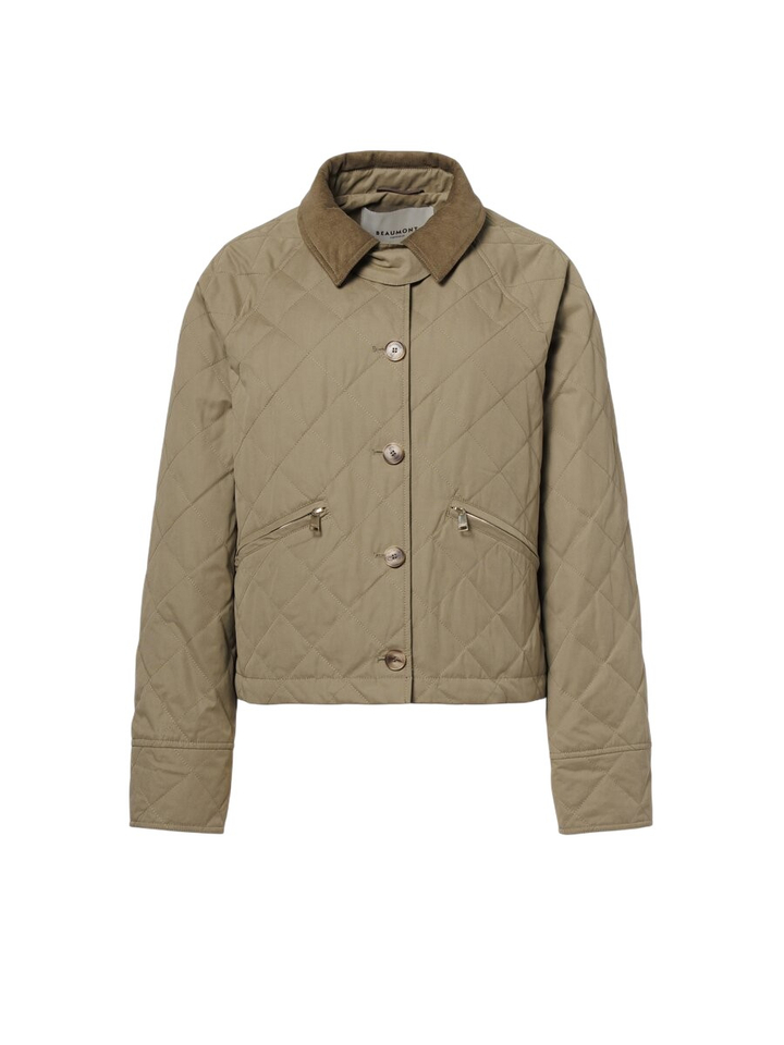 Groene korte jas met kraag in velours Emma Beaumont