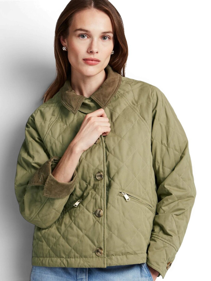 Groene korte jas met kraag in velours Emma Beaumont