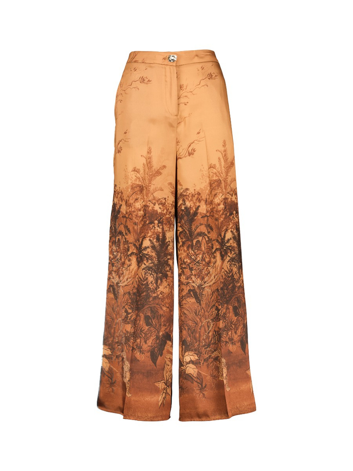 Bruine geklede broek met print Liu Jo