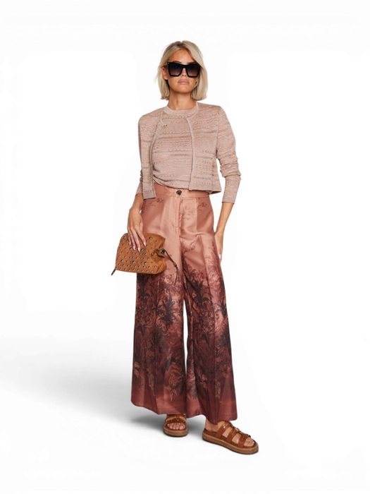 Bruine geklede broek met print Liu Jo