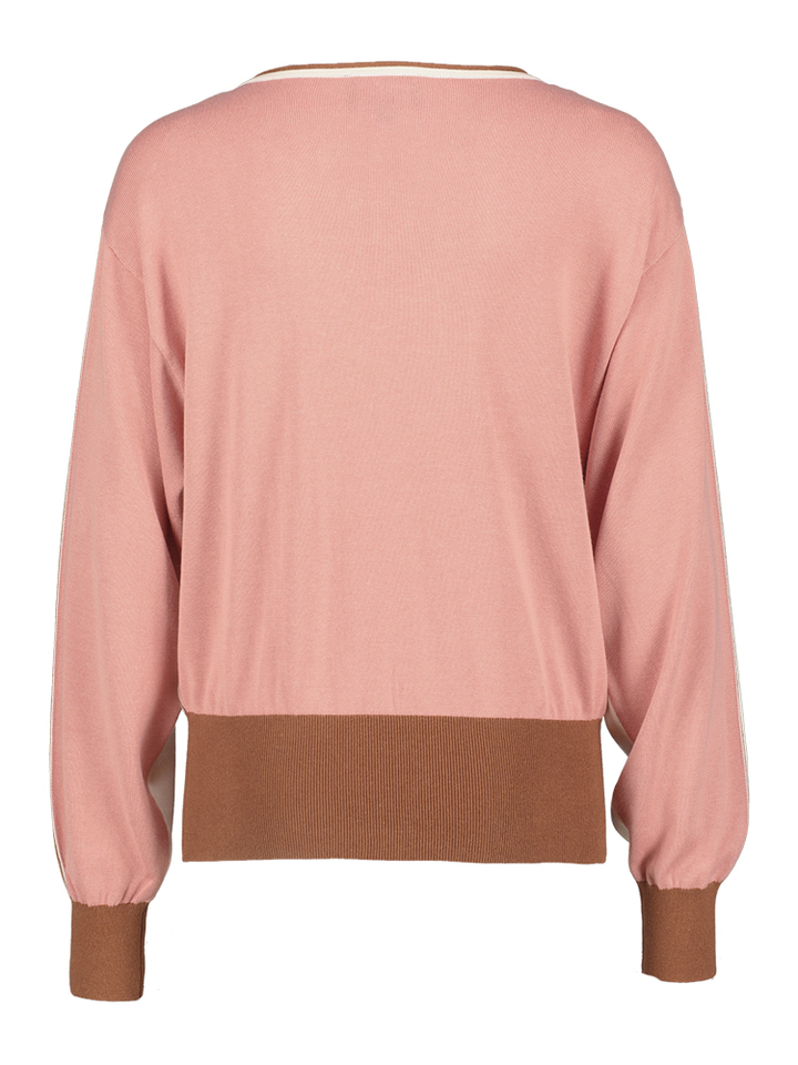 Beige en roze trui met V-hals Lotte AC