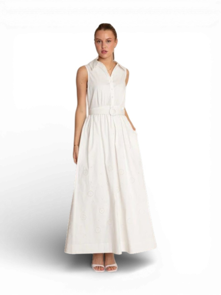 Witte katoenen mouwloze jurk Nicole AC
