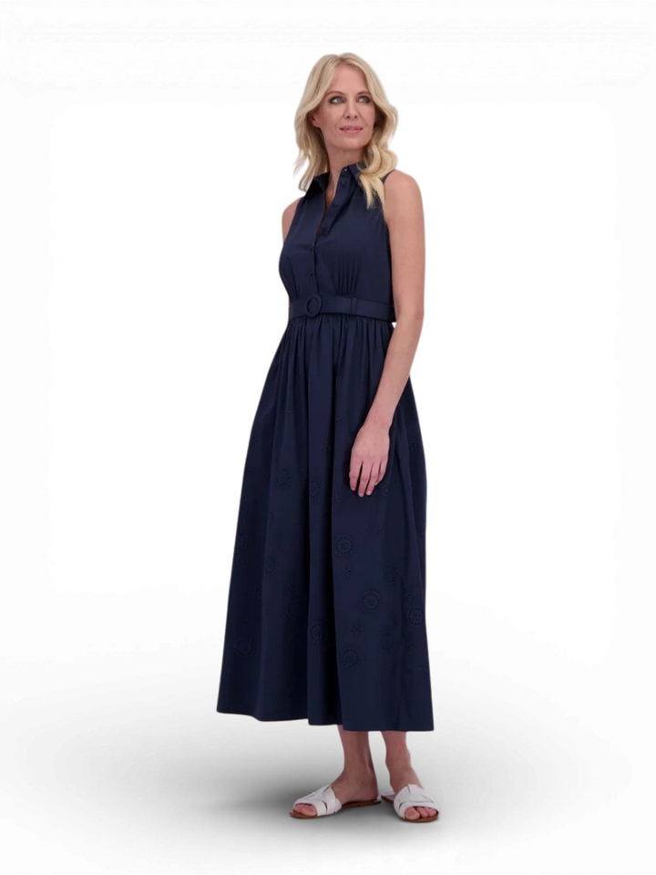 Donkerblauwe mouwloze katoenen jurk Nicole AC
