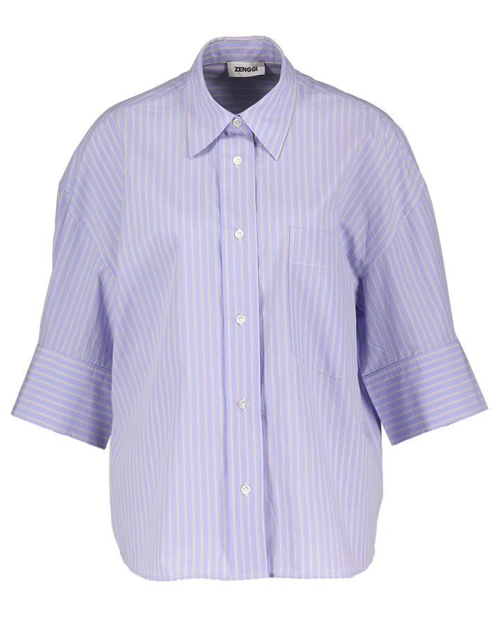 Blauwe gestreepte bloes Zenggi
