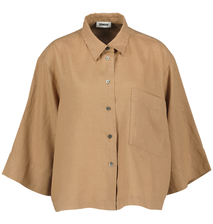 Bruine linnen bloes Zenggi 