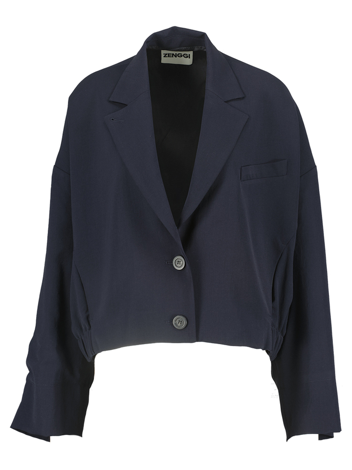 Donkerblauwe korte oversized blazer Zenggi
