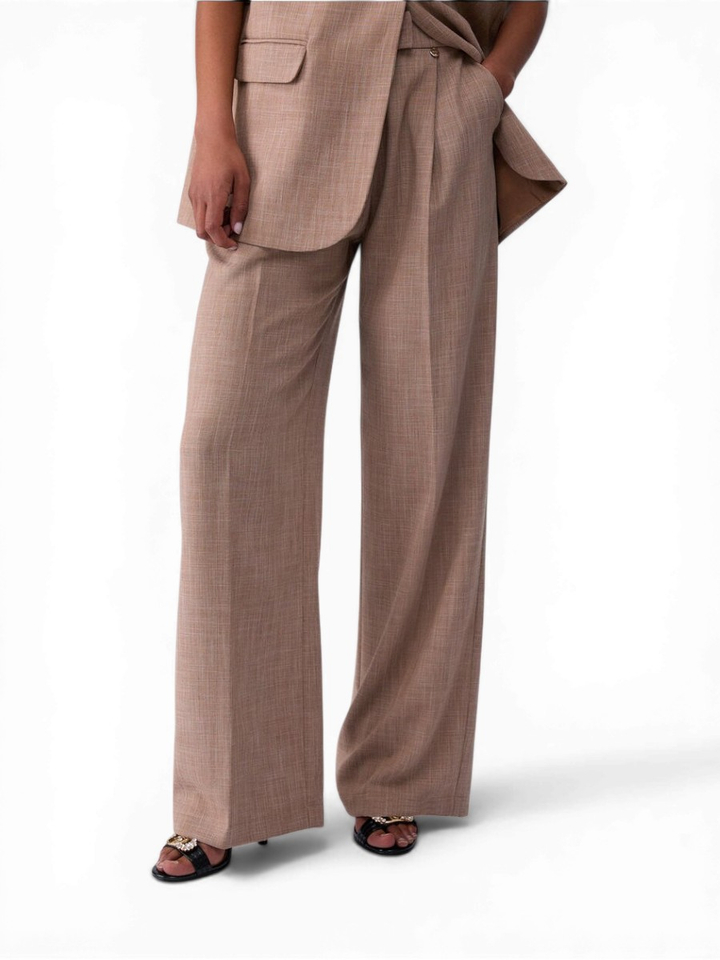 Beige wijde broek met bandplooi Liu Jo