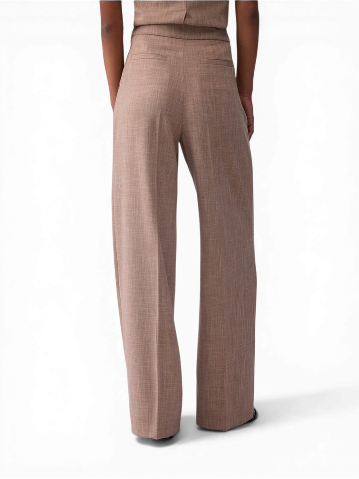 Beige wijde broek met bandplooi Liu Jo