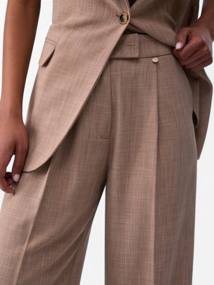 Beige wijde broek met bandplooi Liu Jo