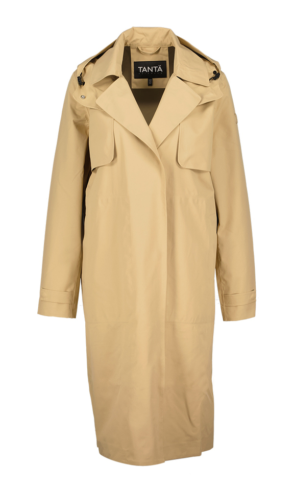 Beige lange water en winddichte regenjas Tage Tanta 