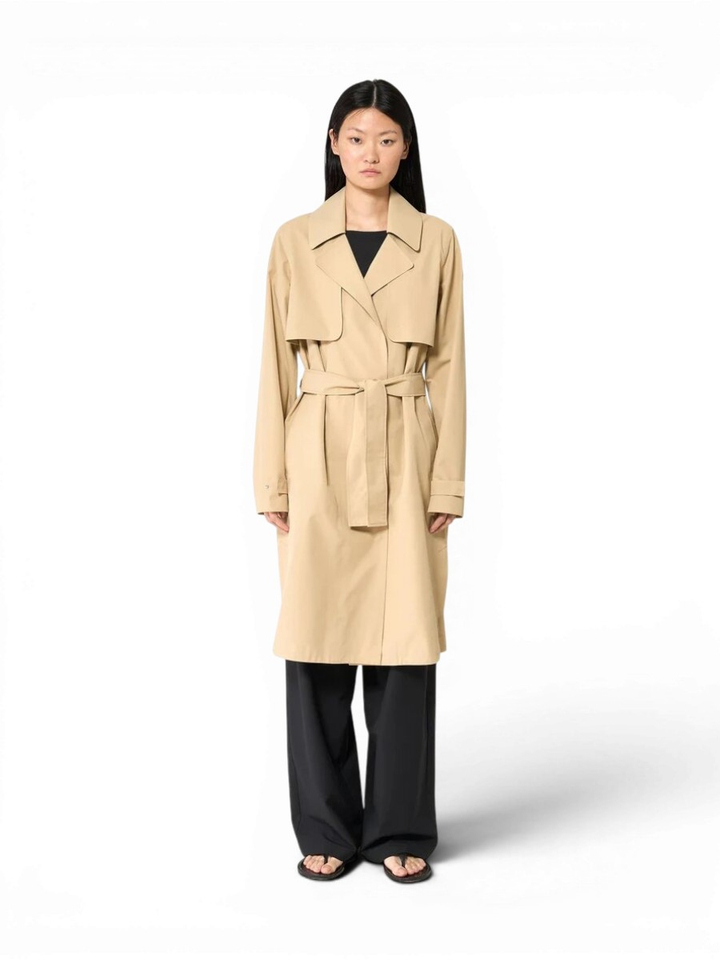 Beige lange water en winddichte regenjas Tage Tanta