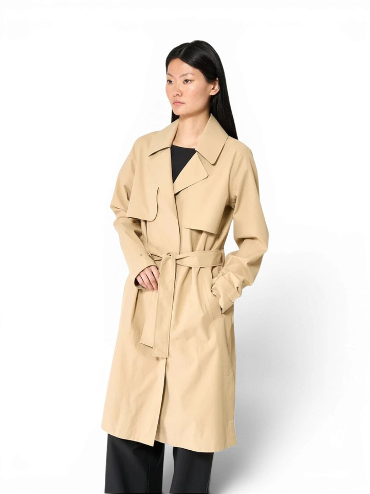 Beige lange water en winddichte regenjas Tage Tanta