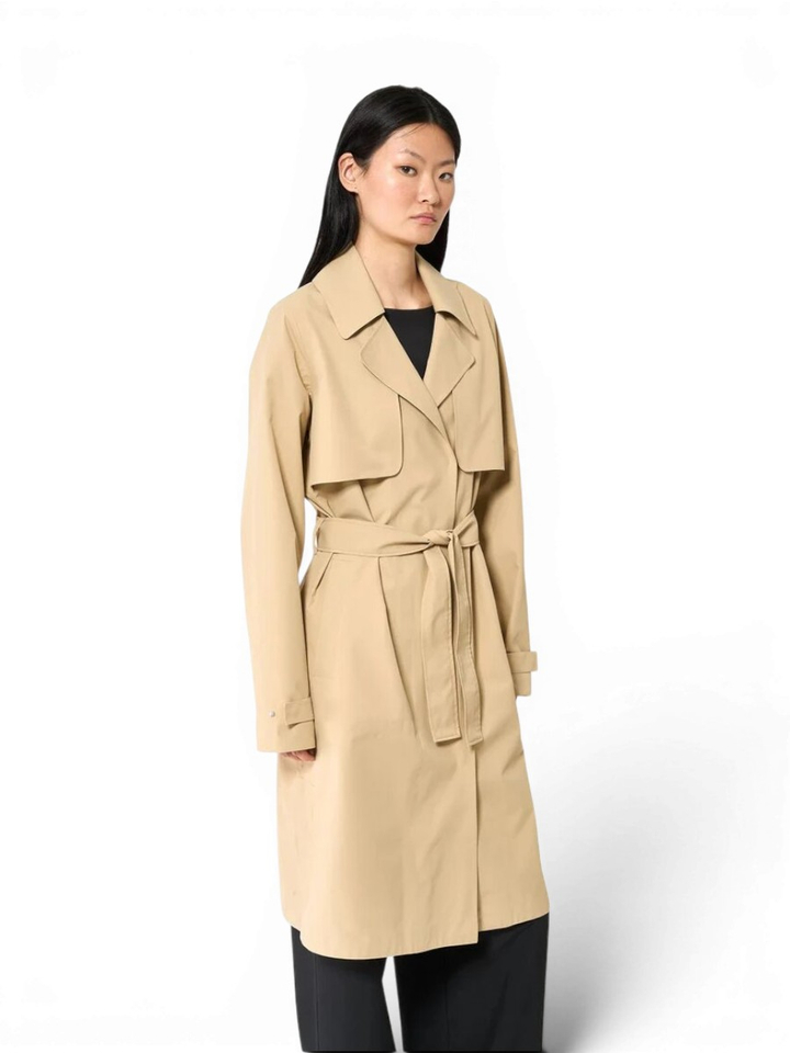 Beige lange water en winddichte regenjas Tage Tanta