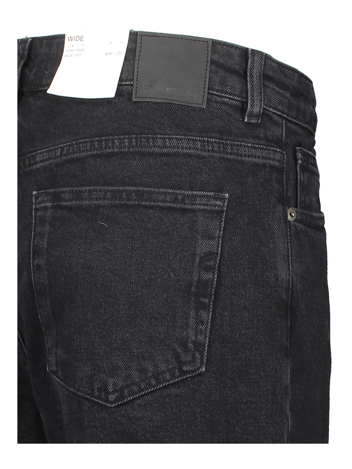 Zwarte wide fit jeans met hoge taille Selected