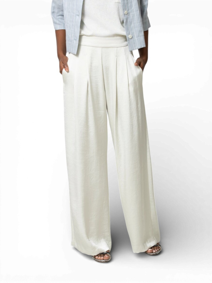 Ecru lange broek met plooien Rondo Gigue