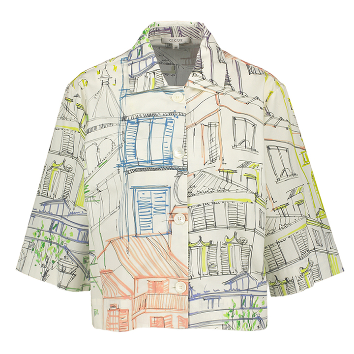 Witte katoenen bloes met print Gigue