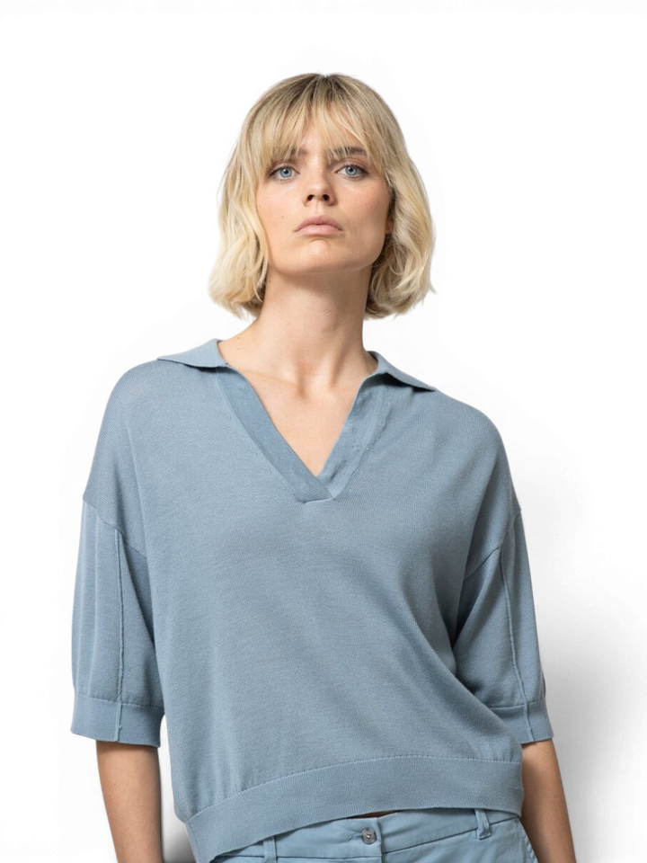 Blauwe polo trui Lion Gigue