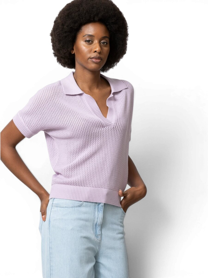 Lila polo trui met gaatjes effect Lily Gigue