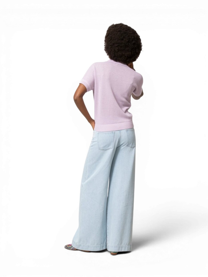 Lila polo trui met gaatjes effect Lily Gigue
