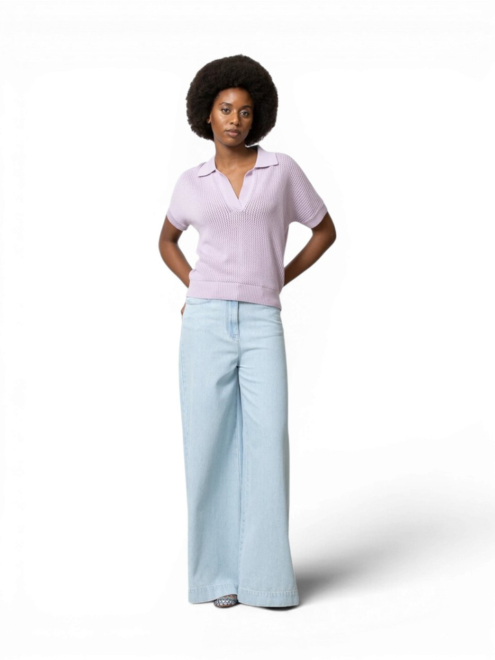 Lila polo trui met gaatjes effect Lily Gigue
