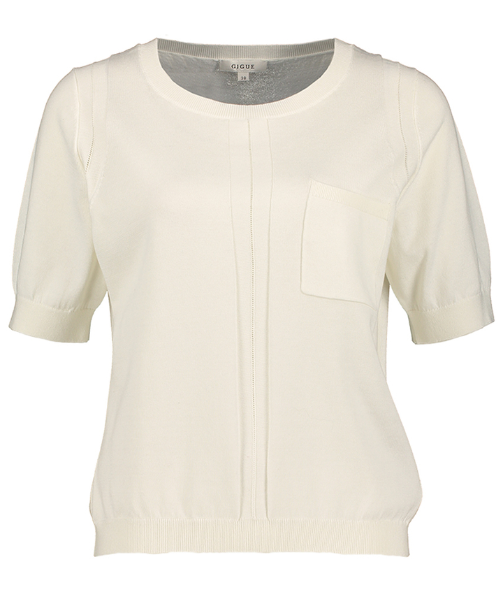 Ecru fijne trui met korte mouwen Lana Gigue