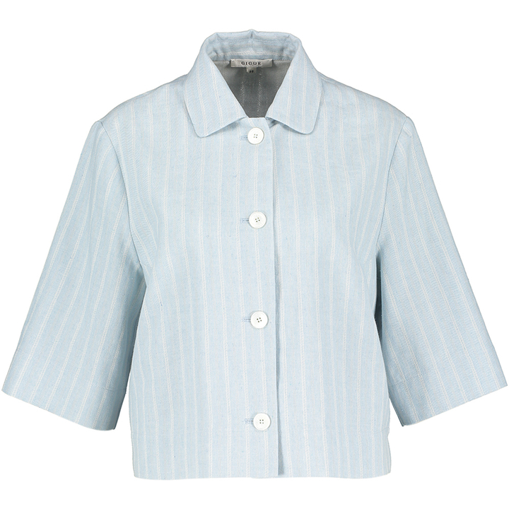 Lichtblauwe kort gestreepte jas Hiza Gigue