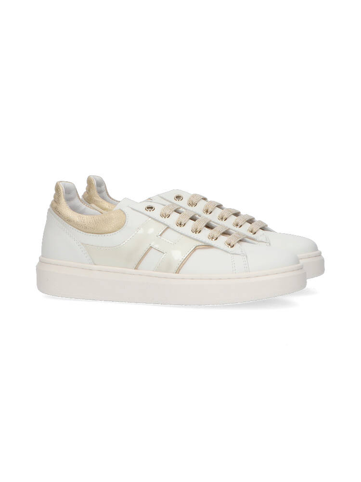 Witte lage sneakers met gouden details Hoops 