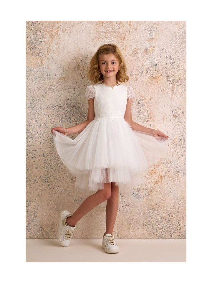 Wit kleed met kant en tule communie  Miss Leod