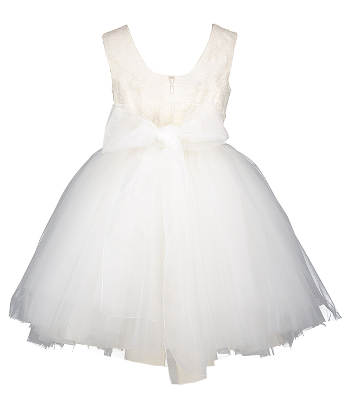 Witte feestelijke jurk met parel detail en tule Miss Leod