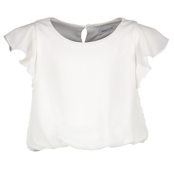 Ecru top met volant mouw Miss Leod 