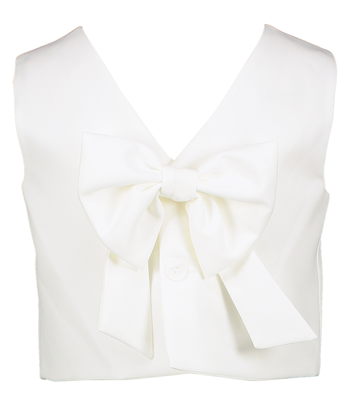 Ecru top met strik detail op de rug Miss Leod