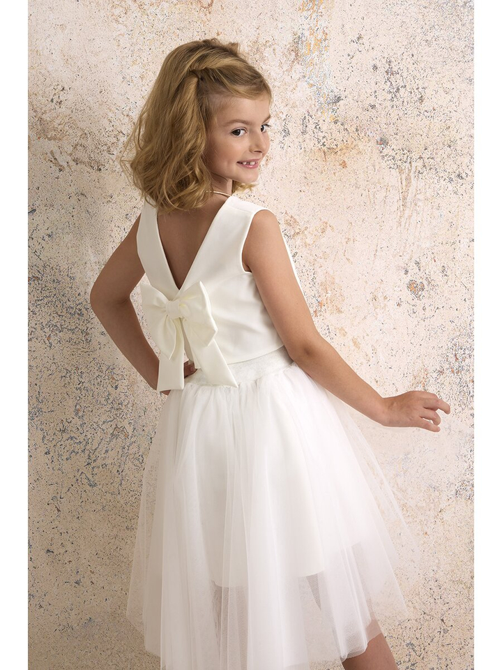 Ecru top met strik detail op de rug Miss Leod