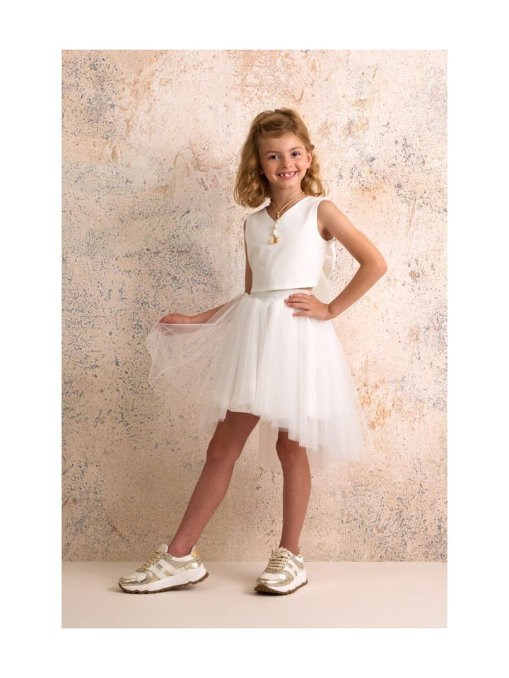 Ecru top met strik detail op de rug Miss Leod