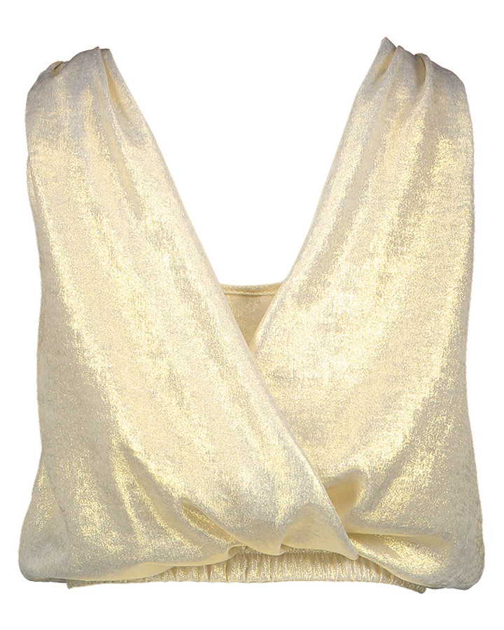 Goud kleurige top met ronde hals Diamante Blu