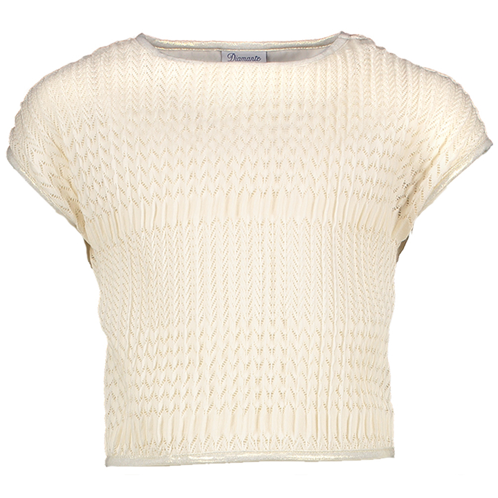 Ecru top strucuur met ronde hals Diamante Blu