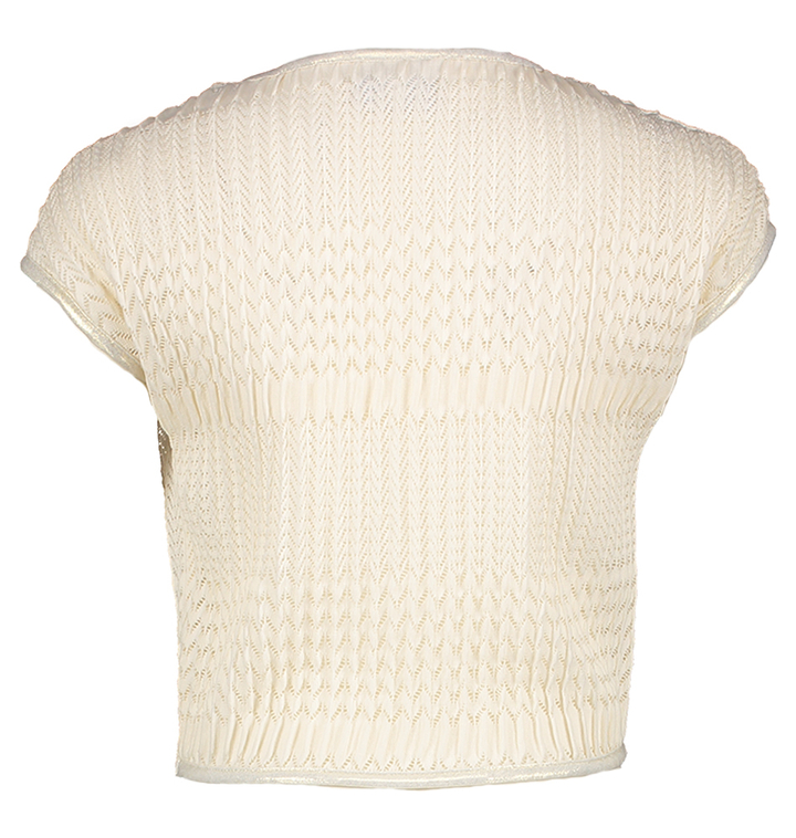 Ecru top strucuur met ronde hals Diamante Blu