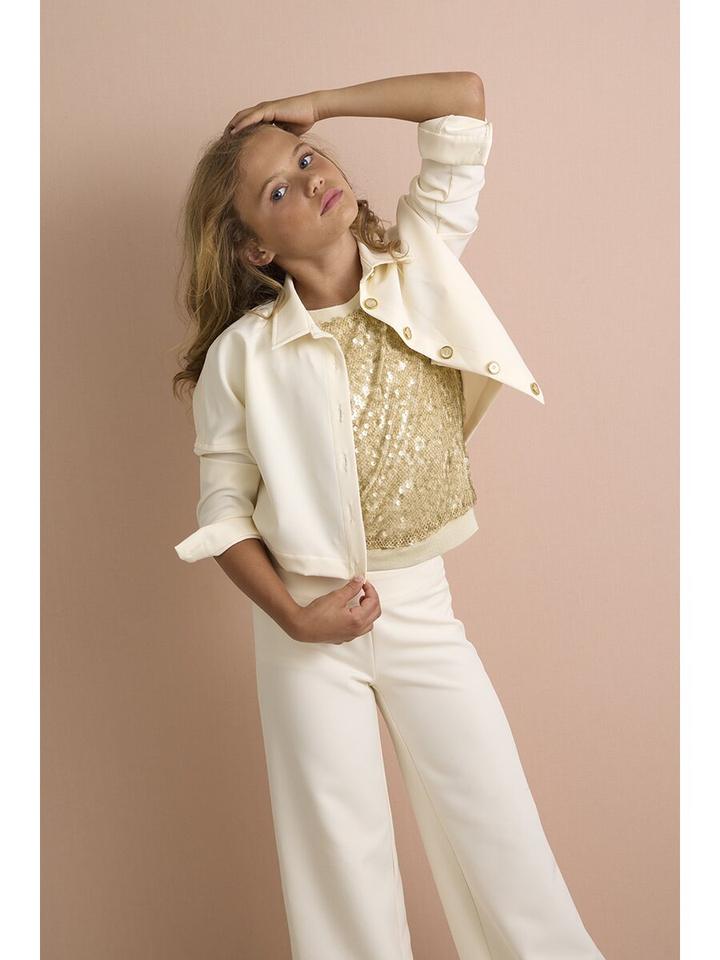 Ecru wijde broek Diamante Blu