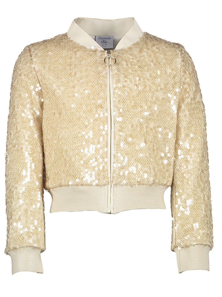 Beige kort glitter jasje communie Diamante Blu