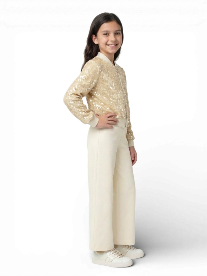 Beige kort glitter jasje communie Diamante Blu