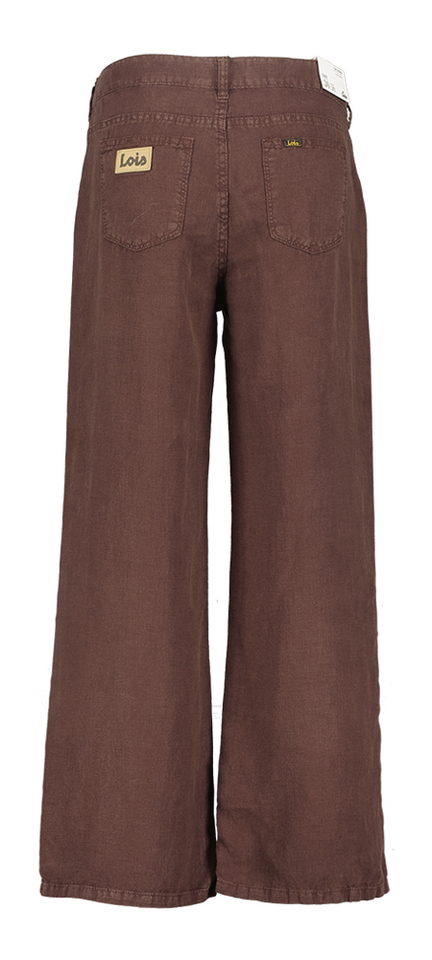 Bruine linnen losvallende broek Lois