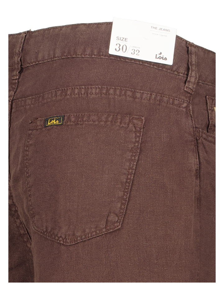 Bruine linnen losvallende broek Lois