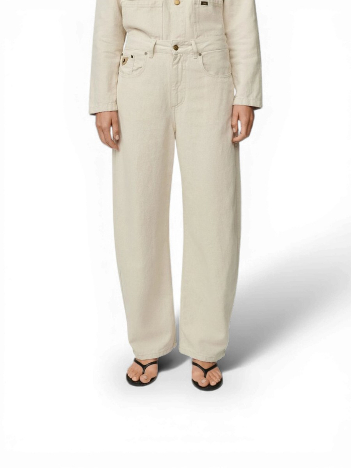 Beige losvallende broek Lois 