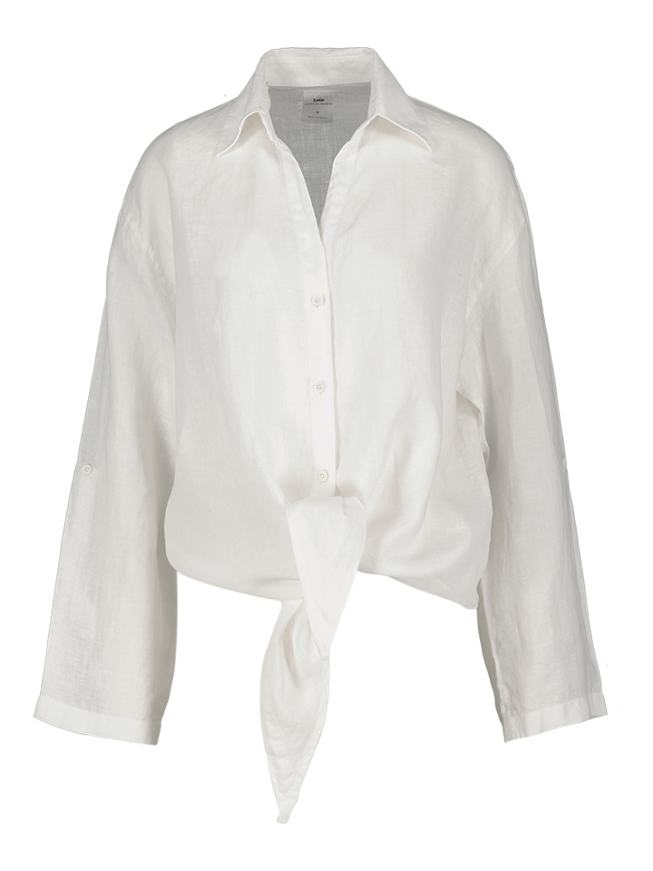 Witte linnen bloes met knoop detail Lois