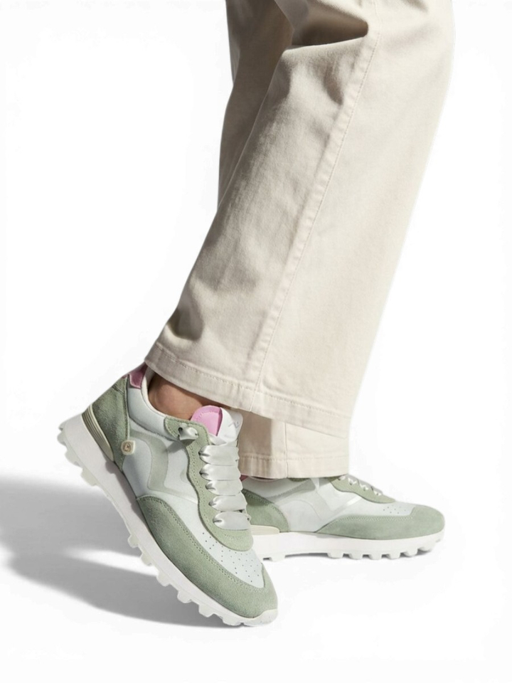 Pistache en metallic rose lage sneakers Veloce Nomap