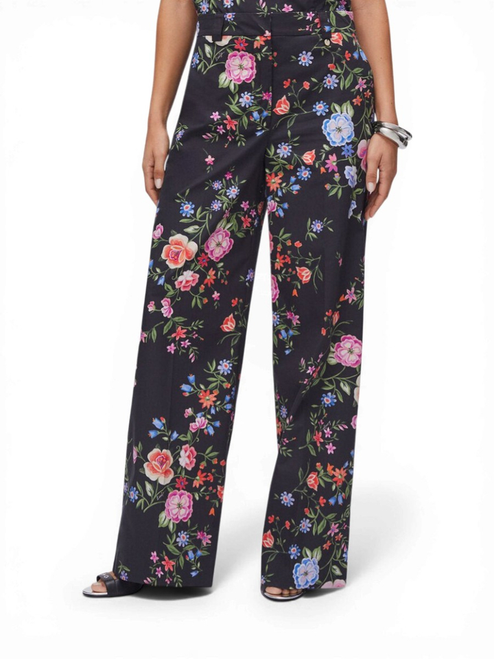 Zwarte broek met bloemenprint Liu Jo