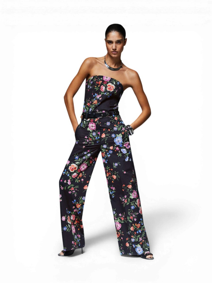 Zwarte broek met bloemenprint Liu Jo