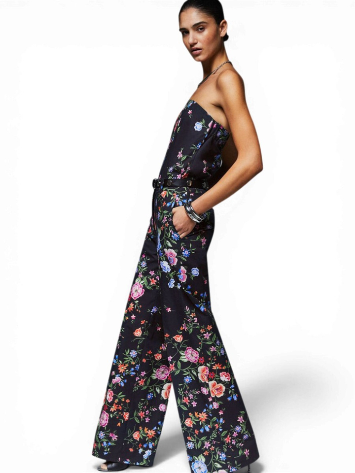 Zwarte broek met bloemenprint Liu Jo