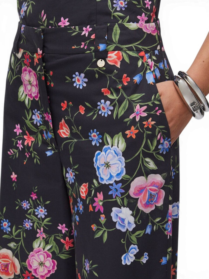 Zwarte broek met bloemenprint Liu Jo