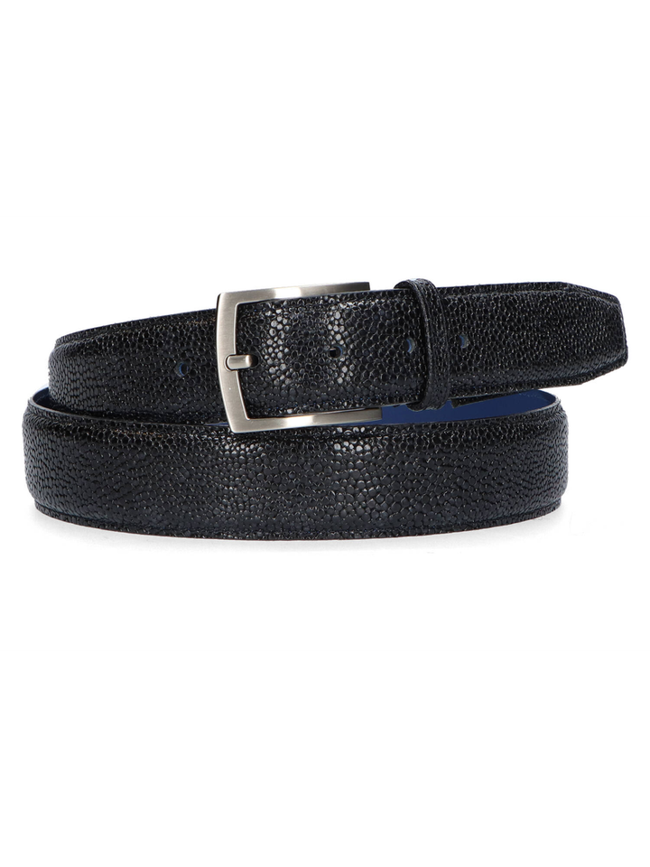 Donkerblauwe riem met bollenreliëf Van Bommel 